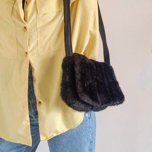 Furry Black Shoulder Purse